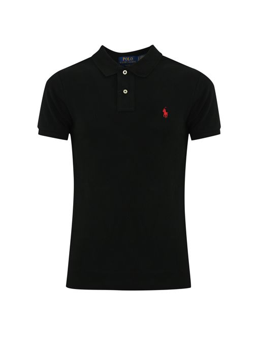 Polo due bottoni in cotone con logo nero POLO RALPH LAUREN | 710795080006